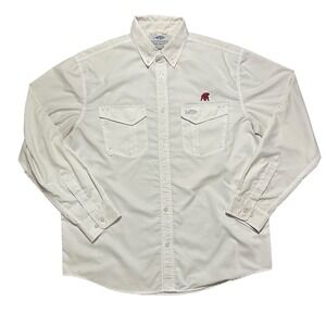 Aftco Button Up Shirt Mens L White Aftech Outdoor Fishing Vented‎ Alabama Tide